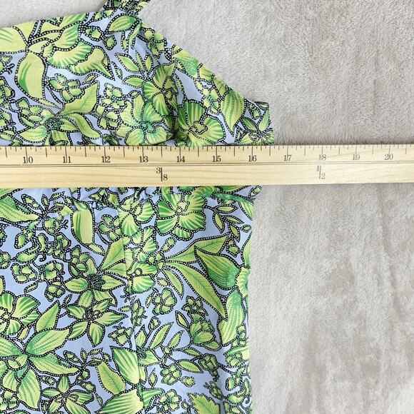 Tibi Hyland Womens Dress Size 12 Green Sheath Knee Length Sleeveless Silk Tropic - Picture 7 of 12